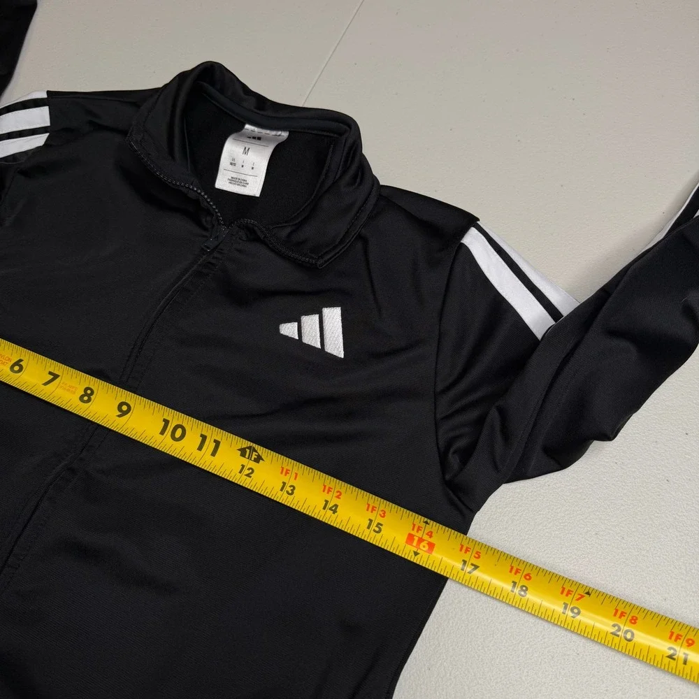Adidas Youth Black 3-Stripe Full Zip Track Jacket Size M 10/12 AG10740